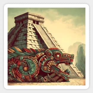 Mystical Echoes: Maya Art Revived in Vibrant Illustrations Magnet